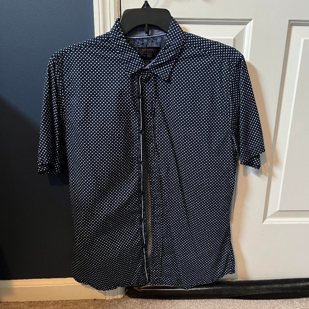 Smash Blue Dot Short Sleeve Button-Up